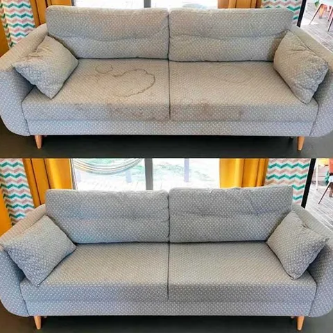 Before and after: blue sofa stain removal
