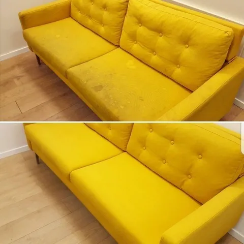 Before and after: yellow sofa stain removal