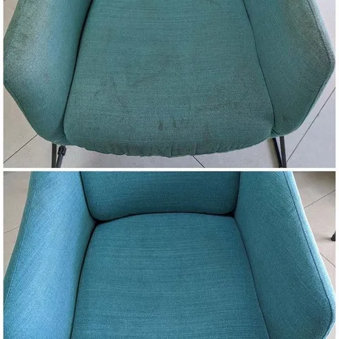 Before and after: teal armchair deep clean